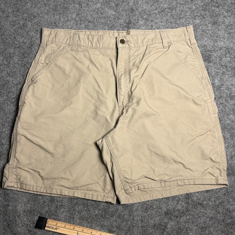 Carhartt Canvas Carpenter Shorts Tan Khaki Baggy Skater Vintage Size 38 - Picture 5 of 7